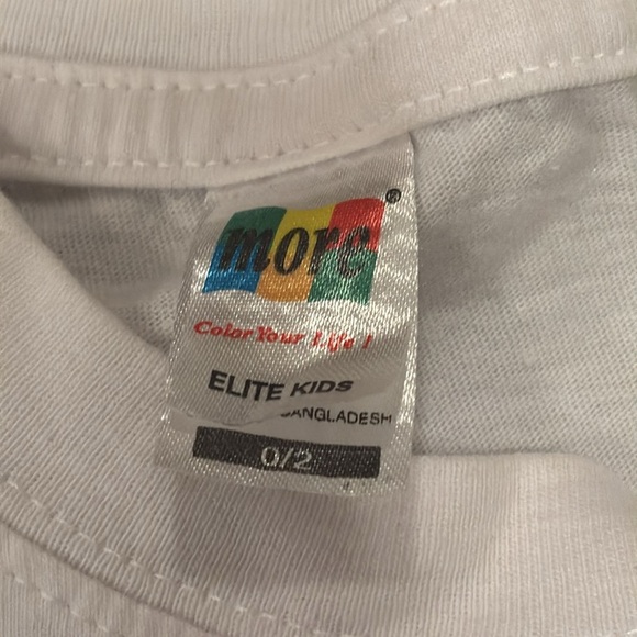 More Kids Italian Style White T-Shirt Size 0/2 - Picture 2 of 4